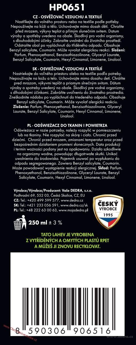 FLEUR DE VANILLE Osvěžovač vzduchu & textilií luxusní parfémový sprej 250 ml