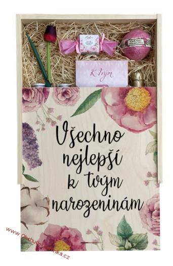 Dárková dřevěná bedna – k narozeninám pro ženy velká