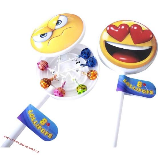 Smiley lízátka XL – 8 ks lízátek uvnitř 64 g
