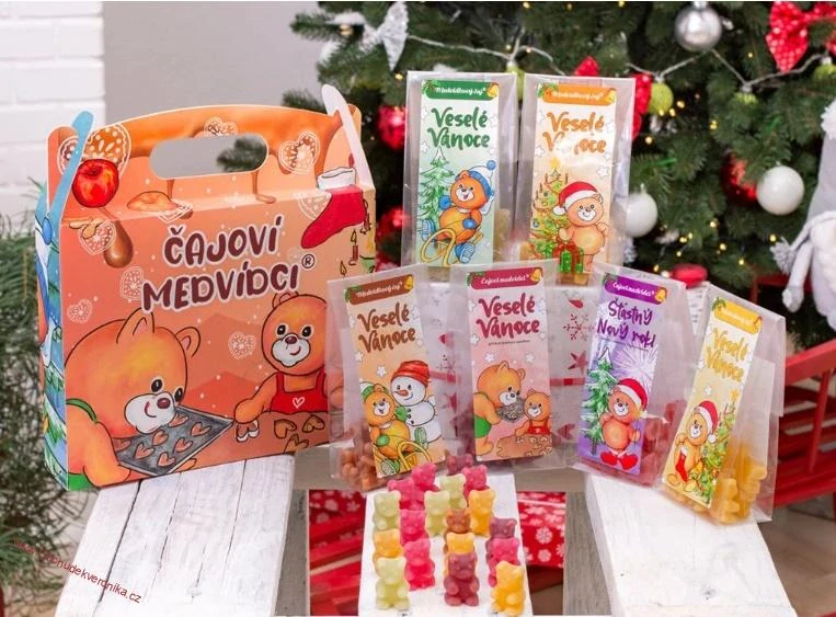 Vánoční box čajových medvídků - oboustranný 6x50g