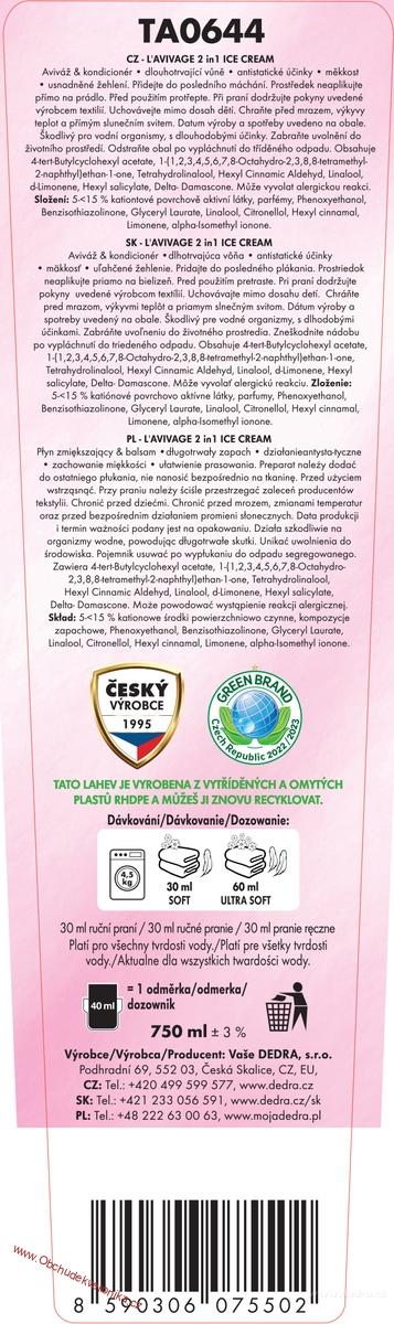 Avivážní kondicionér, ICE CREAM, L'AVIVAGE®, 750 ml