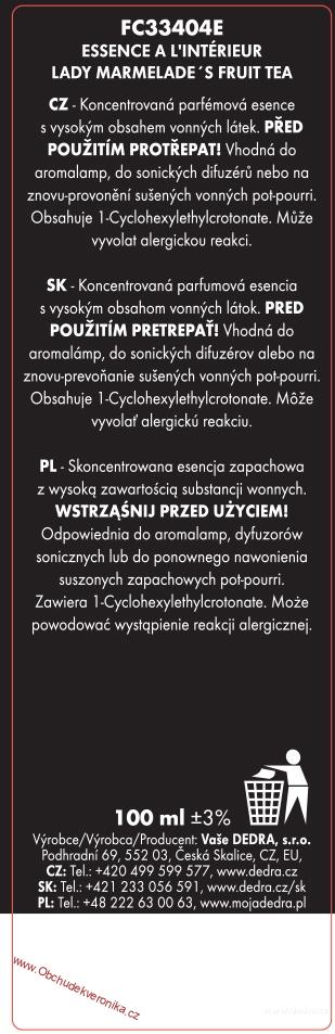 LADY MARMELADE  parfémová esence do aromalamp & difuzérů | PARFUMIA® ESSENCE À L'INTÉRIEUR 100 ml