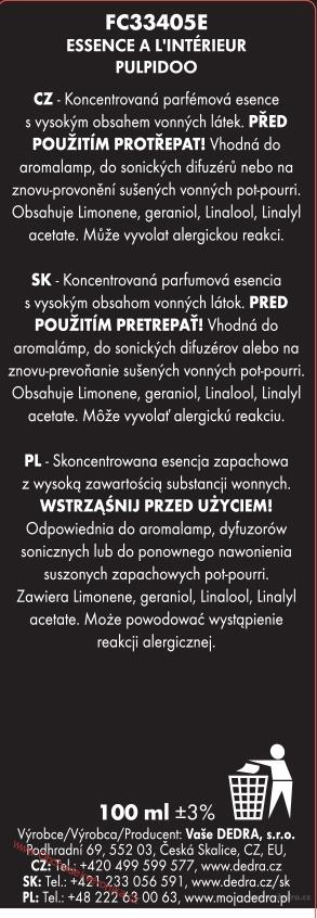 PULPIDOO  parfémová esence do aromalamp & difuzérů | PARFUMIA® ESSENCE À L'INTÉRIEUR 100 ml