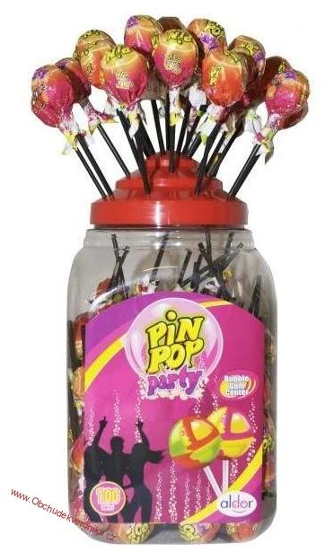 PIN POP- lízátka balená se žvýkačkou PÁRTY 17g x 10ks