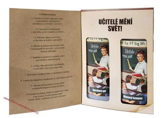 Kosmetická sada – kniha učitelé mění svět – gel 200 ml a šampon 200 ml