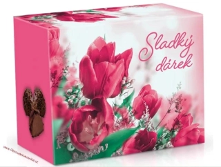 Tulipány - mléčné čokoládové lanýže s vločkami z hořké čokolády s kakaovou náplní 250g - Sladký dáreček - DMT 30.01.2026