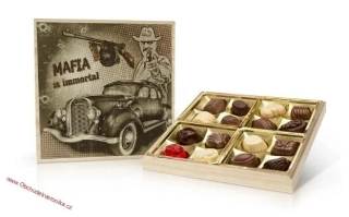 Retro cars MAFIA - belgické pralinky v dřevěné dóze 200g