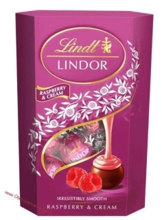 LINDT LINDOR Pralinky - malina se smetanou 200g