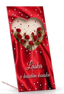 Láska v každém kousku - mléčná čokoláda s mandlemi a malinami 175g
