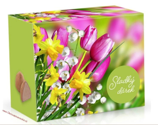 Belgické čokoládové lanýže s náplní karamel 250 g - Narcisy a tulipány Sladký dárek