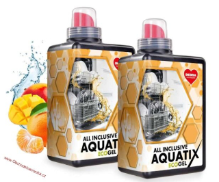 2× AQUATIX gely do myčky nádobí 110 mytí ALL INCLUSIVE účinek