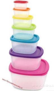 SEDMIKRÁSKA Sada 7 dóz na uchovávání potravin s barevnými víky
