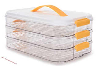 BUCHTONOŠ CVAK&CVAK třípatrový box na cukroví, chlebíčky a potraviny 3 × 2 L