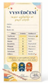 Dárková mléčná čokoláda 100g – VYSVĚDČENÍ pro pana učitele
