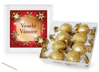Pralinky v plastové krabičce - Veselé Vánoce (zlatá) 112g