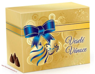 Vánoční ozdoby (žlutá) - Belgické pralinky z mléčné čokolády s čokoládovou náplní 200g
