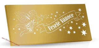 Mléčná čokoláda s malinami - VESELÉ VÁNOCE (zlatý laser) 175g