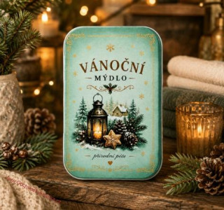 Vánoční tuhé mýdlo 80 g v plechovce – lucerna (zelená)