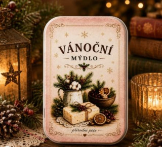 Vánoční tuhé mýdlo 80 g v plechovce – mýdlo (starorůžová)