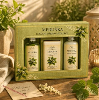 Kosmetická sada meduňka – sprchový gel 100ml, tuhé mýdlo 100 g a sprchový gel 2v1 100 ml