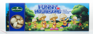 Miltonas Funny Mushrooms - Hříbky s bílou čokoládou 170g - DMT 19.04.2026