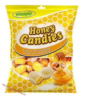 Woogie Honey Candies tvrdé bonbóny s medovou náplní 150g