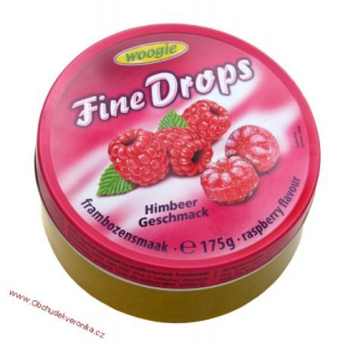 Woogie Fine drops malinové 175g