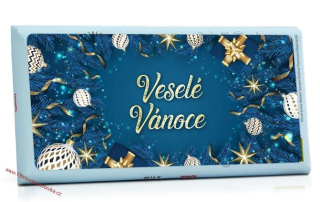 Veselé Vánoce, modrý motiv - mléčná čokoláda 100g