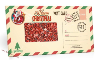 VESELÉ VÁNOCE (Post Card) - mléčná čokoláda s posypem jahodami 100g - DMT 22.05.2026