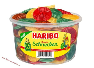 Haribo Bunte Schnecken ovocní šneci vegetariánské - doza 16g x 75 ks