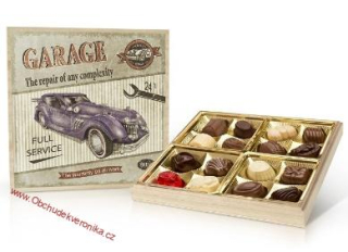 Retro Cars - belgické pralinky v dřevěné dóze 200g