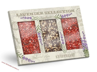 Levandule - Výběr čokolád s posypem jahoda a mandle 300g