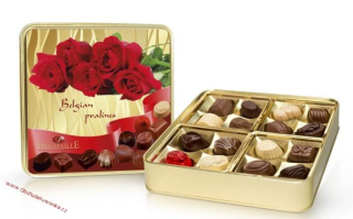 Růže - plněné belgické pralinky v plechové dóze 200g