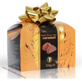 Belgické čokoládové lanýže s náplní karamel s mašlí 250 g