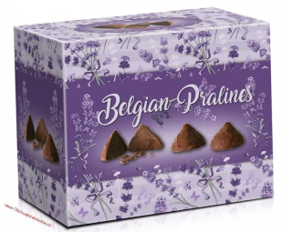 Belgické pralinky z mléčné čokolády s čokoládovou náplní - Levandule 200g - DMT 28.04.2026
