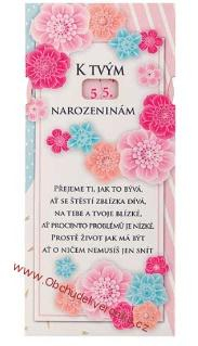 Mléčná čokoláda pro ženu k narozeninám 100g – květiny