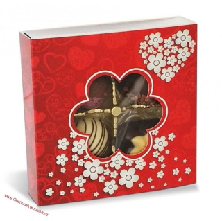 Belgické pralinky - Červená srdíčka (výřez květina) 50g 