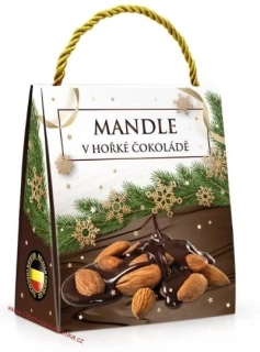 Mandle v hořké čokoládě - Vánoční větvička (bílohnědá taška) 200g