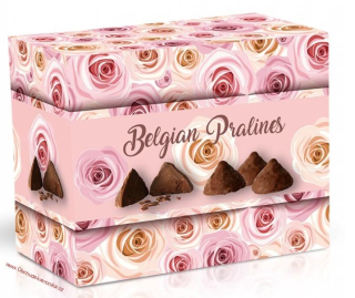 Belgické pralinky z mléčné čokolády s čokoládovou náplní - Růžové růže 200 g