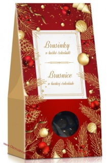 Červené Vánoce - Brusinky v hořké čokoládě 150g (stříška)
