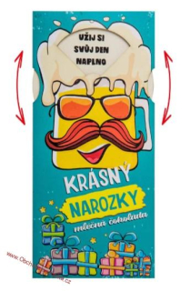 Dárková interaktivní čokoláda 100 g – krásné narozeniny (pivo s dárky)