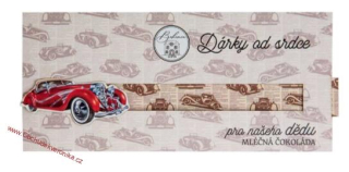 Dárková interaktivní čokoláda 100g od srdce – dědovi (s autem)
