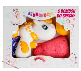 Jednorožec – šumivá bomba 90 g a plastová hračka (vodní pistolka)