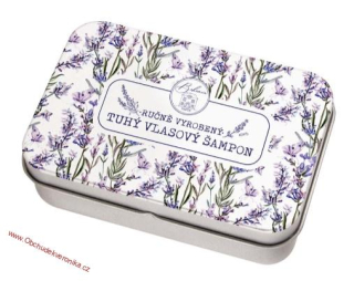 Tuhý šampon v plechovém obalu 80 g – levandule