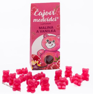 ČAJOVÍ MEDVÍDCI S PŘÍCHUTÍ MALINY A VANILKY 50g - DMT 03/2026